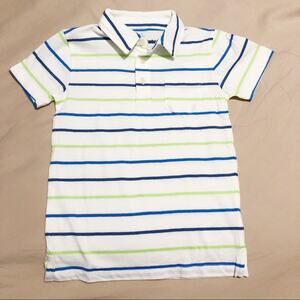 NWT J. Crew White, Blue, and Green Striped Short Sleeved Polo Size XS 4/5